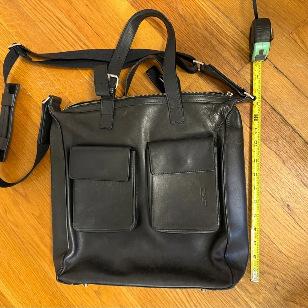 BREE BLACK LEATHER MESSENGER BAG EUC VINTAGE